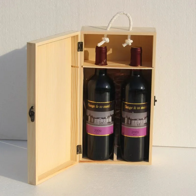 Custom hot sales 2 bottles of pine wine gift shipping packaging gift storage box