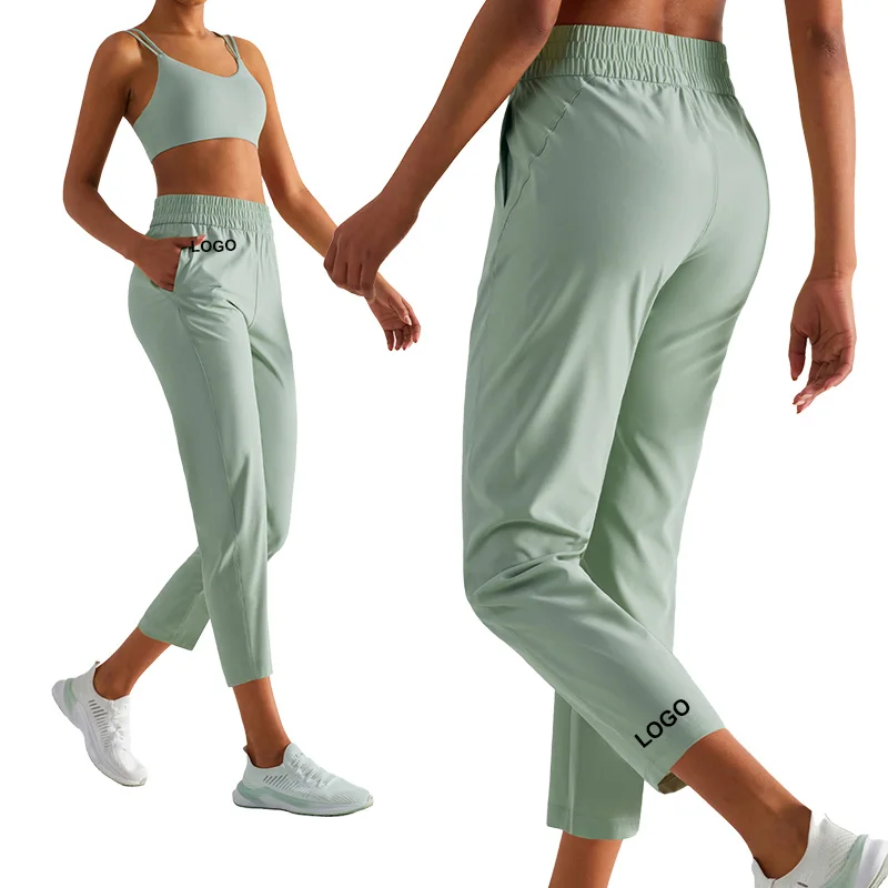 CK1401 Women Leggings Weightless Sun Protection Jogger Sweatpants Elastic High Waist Loose Fit Pants With Pocket