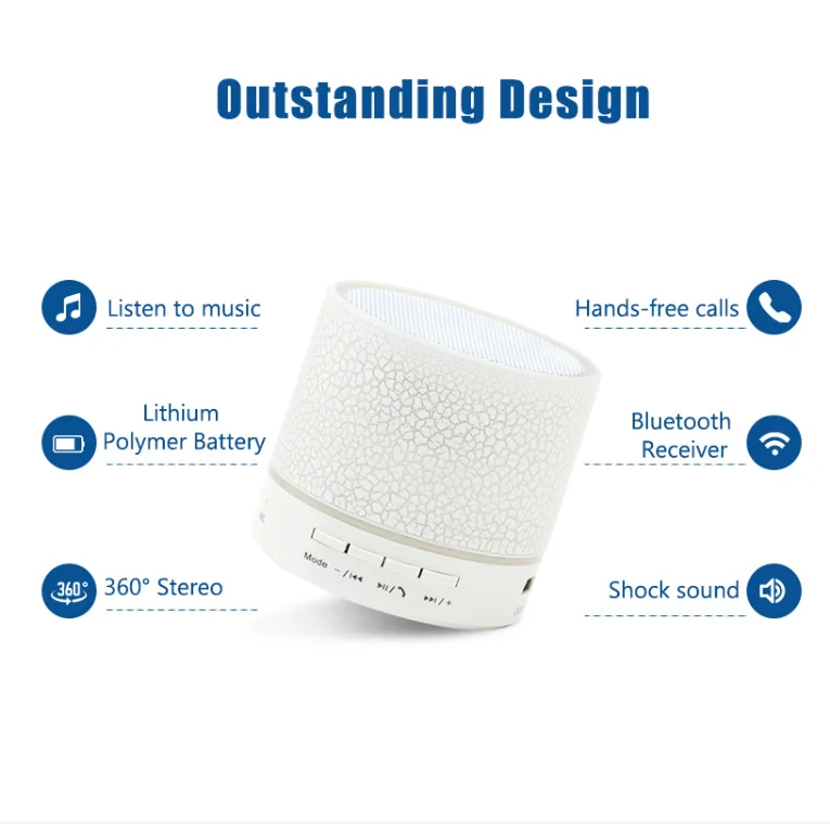 Guangdong Portable Smart Mini Sound Box Bt Wireless Led Light Stereo Speaker for mobile phones
