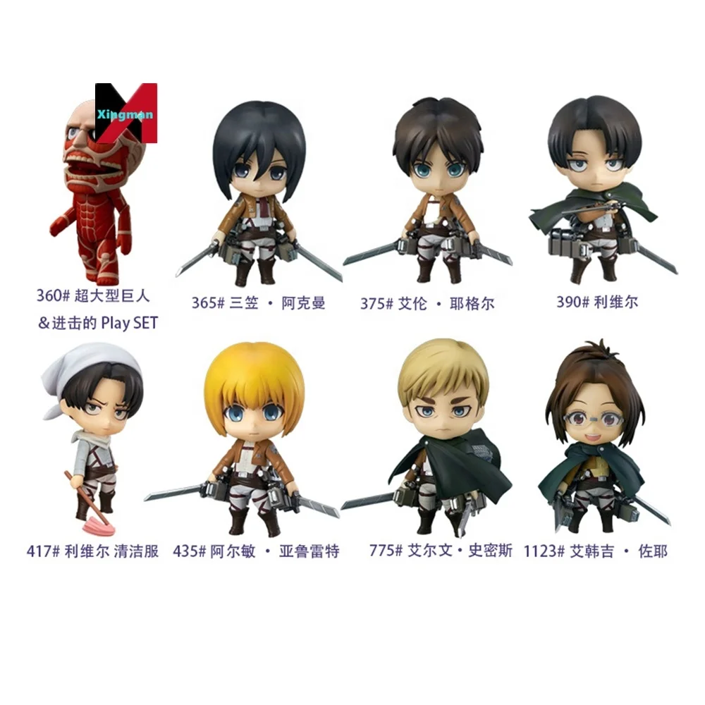 Figuras De 8 Styles10cm Mini Figma Q Version Face Swapable Doll Anime Statue Action Attack On Titan Figures Model Toys