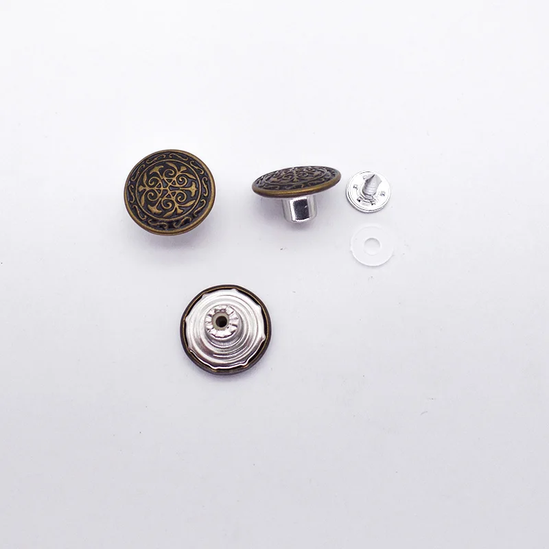 Custom Logo Metal Denim Button Metal Jeans Button With Rivets For Jeans