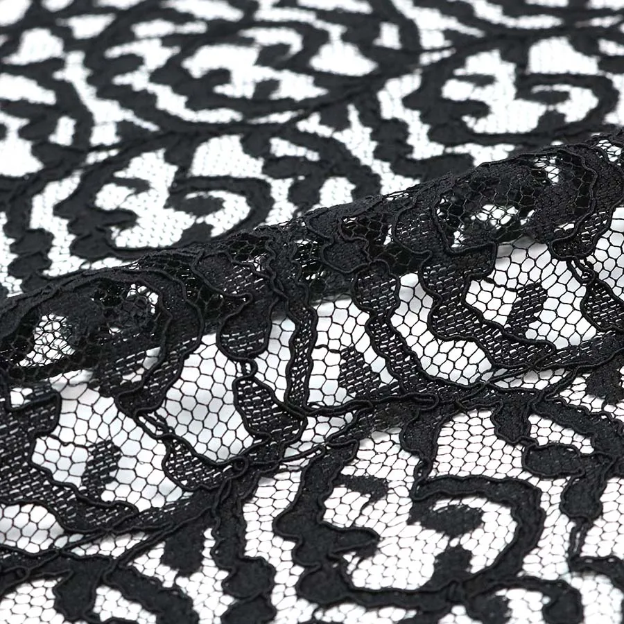 Black High Quality Exquisite 100% Polyester Cord French Lace Fabric for Party Wedding Wear Dresses