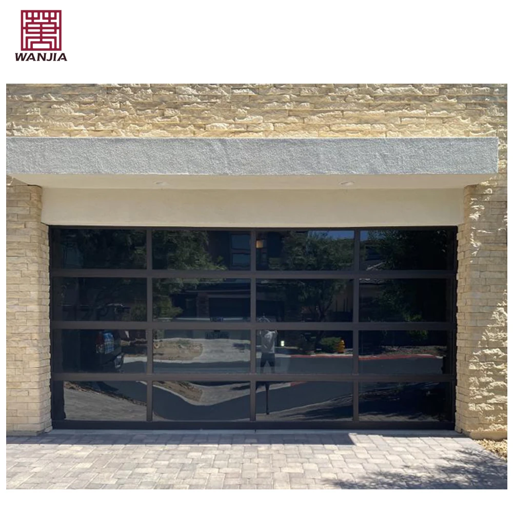Manufacturer Custom Home Garage Door Residential Automatic Mirror Glass Aluminum Garage Door