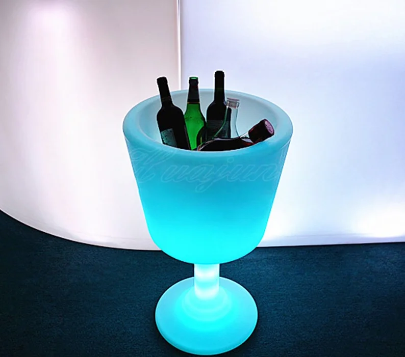 LED illuminated ice bucket coolers remote control RGB color changing large capacity plastic bar led ice bucket