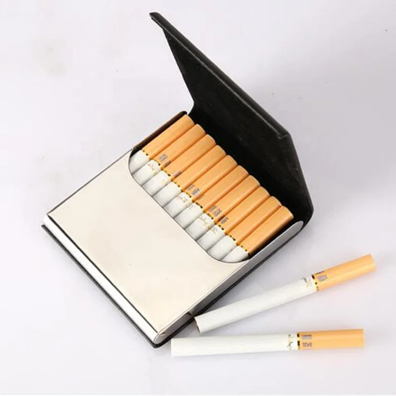 Ультратонкий легкий изысканный переносной футляр для сигарет из искусственной кожи черного и красного цвета 2020