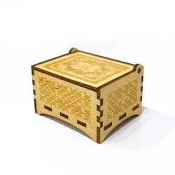 Custom Printing Wooden Clockwork Rotating Music Box Creative Wind Up Mechanism Musical Boxes for Wedding Souvenir Birthday Gift