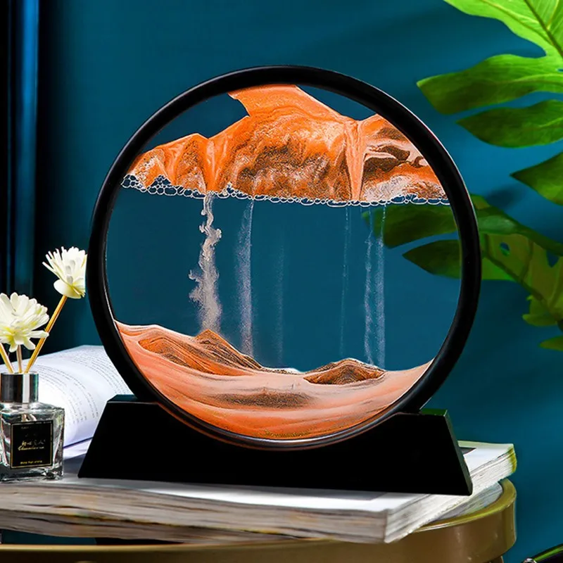 Modern luxury 3d moving Sand art Picture 5/7inch hourglass Dynamic  Desktop Sand Art For Home Decor And Office Birthday Gifts