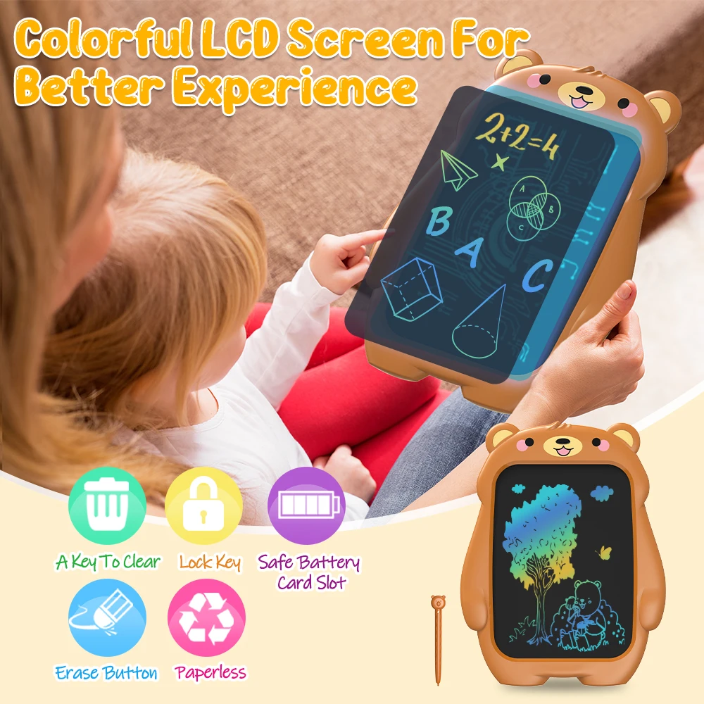 Return gifts for kids birthday early educational toys bear erasable drawing board 10 inch lcd writing tablet for children