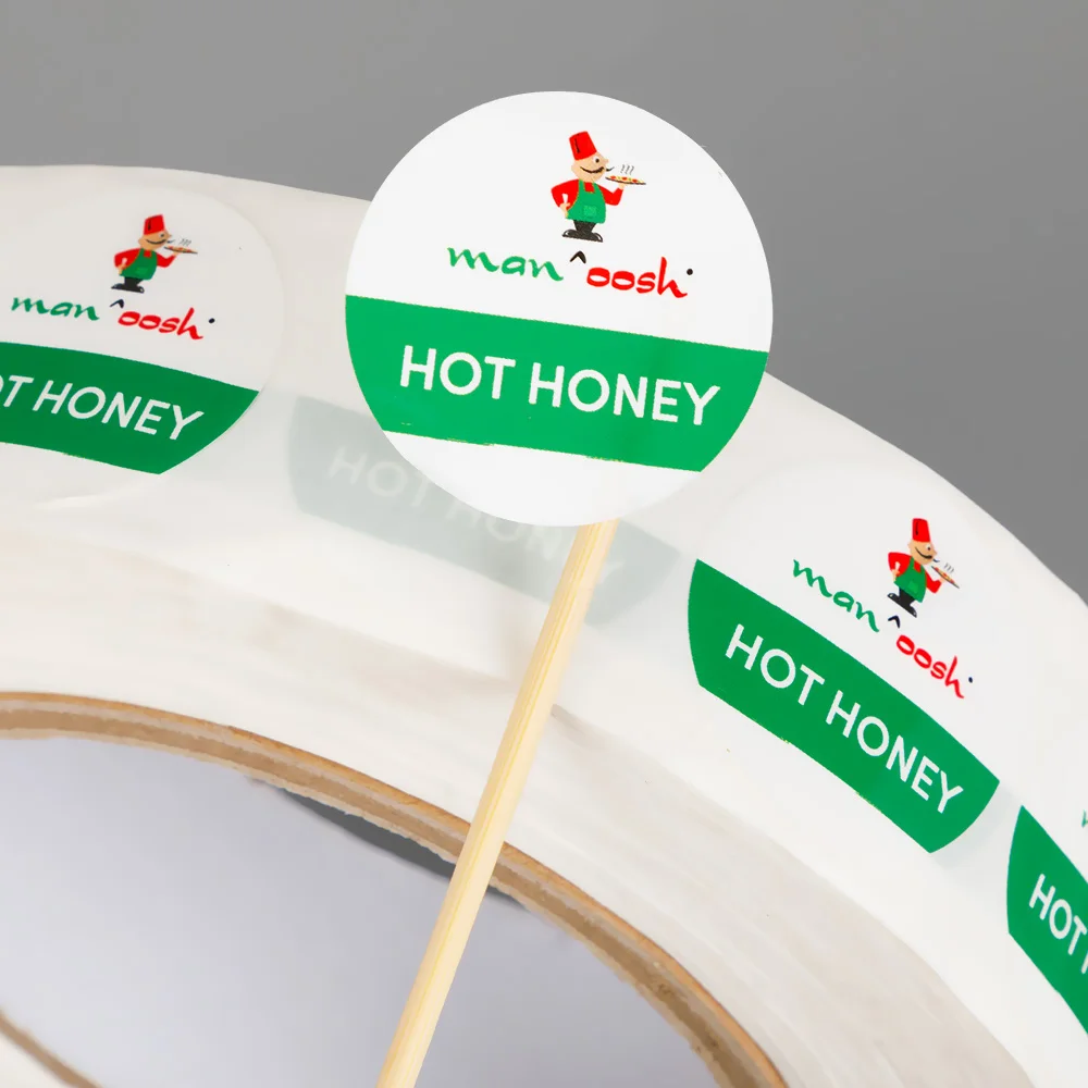 Rectangle New Custom Logo Printed Roll Adhesive Acrylic Carton Sealing Label Stickers for Food Bag Packaging