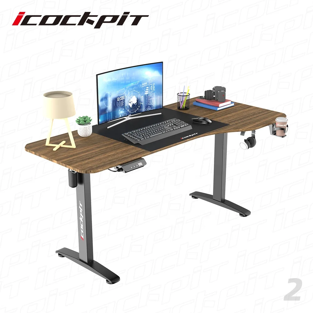 
icockpit Wholesale Modern Hot Sale Home Office Furniture Table Height Adjustable Electric Computer Table For Office Lifting Desk 