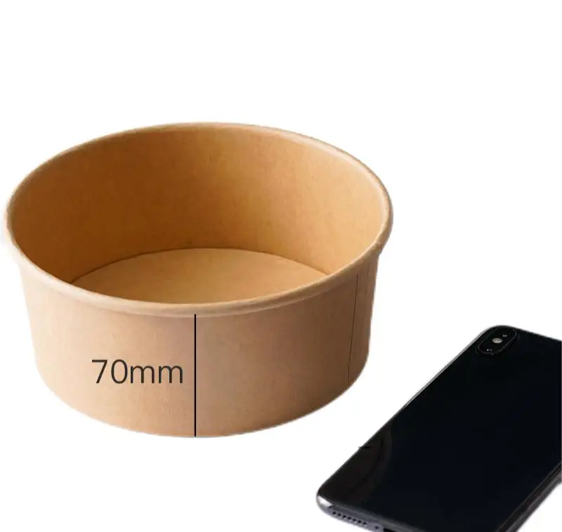 36Oz/1100ML Disposable Eco Friendly Takeaway Kraft Paper Bowl With Lid For Food And Ice Cream Packaging