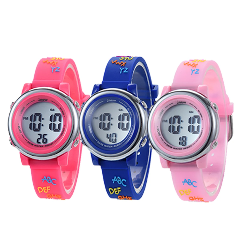 China Waterproof Kids LED Watch with LCD Chronograph Display LED Analog & Digital Sport Cartoon Features Alarm for New Age