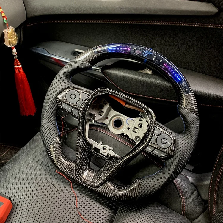 Hot Selling LED Carbon with carbon fiber with perforated leather with LED light on steering wheel for 2019-Corolla