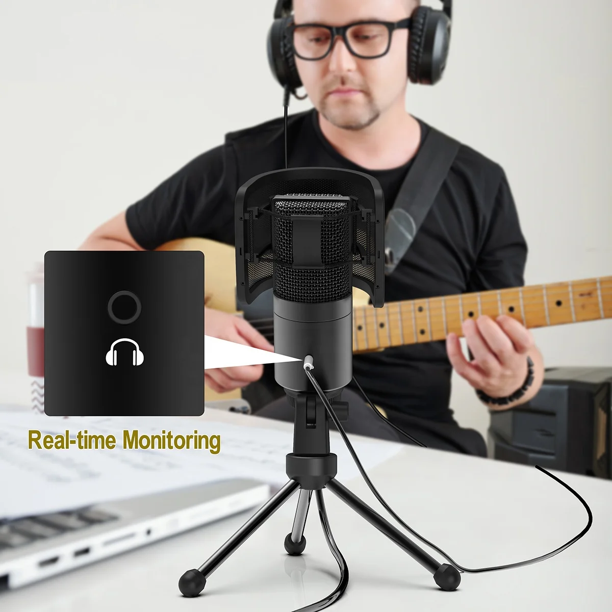 Fifine Music Microfono USB игровая потоковая Запись микрофон студийное оборудование конденсаторный для