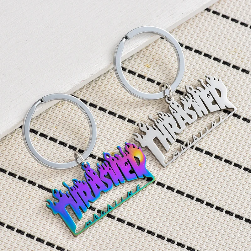 Personality Hip Hop Dazzle Style Stainless Steel Key Chain Fashion Pendant Gift Key Chain Men And Women Alike