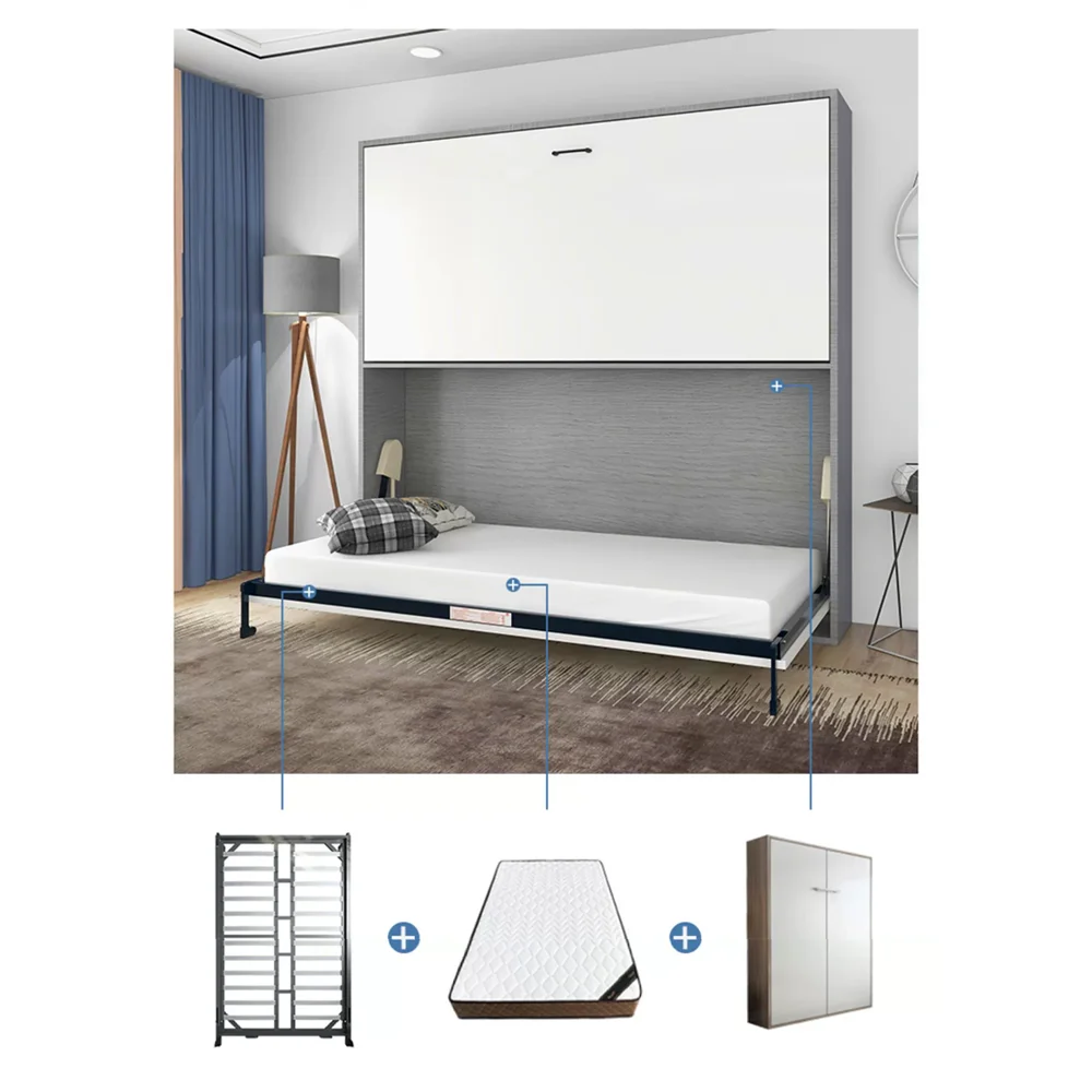 Modern Custom Made Smart Horizontal Hidden Bunk Murphy Beds Safety Environmental Protection Hotel Living Room Wall Bed