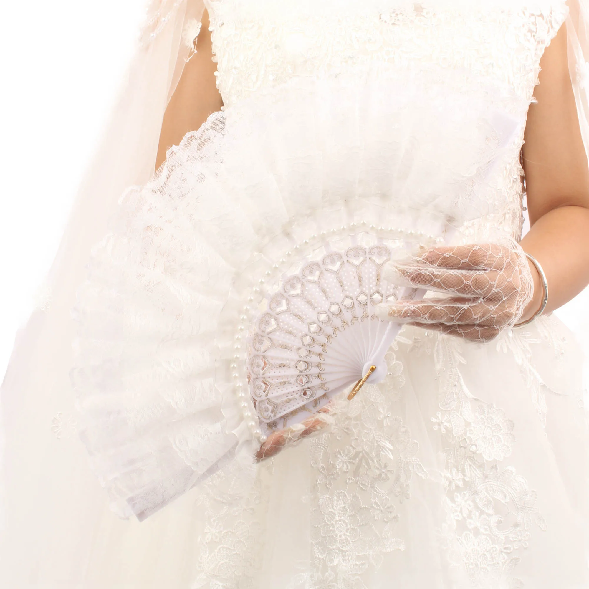 Wedding Ceremony Bridal Accessory Wedding Dress Lace Fan White Spanish Fan