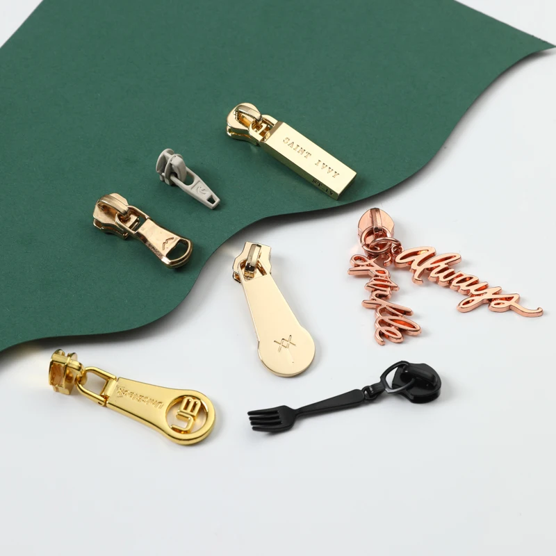 Custom Made Logo Bag Metal Zipper Slider Zip Puller Zipper Head Zipper Pull For Handbag