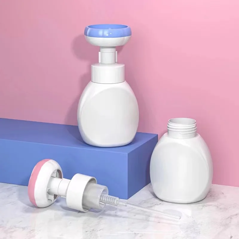 Flower Stamp Liquid Soap Dispenser Foam Pump Press Empty Bottle For Facial Cleanser Hand Soup Pump Bottle Bathroom Accessories