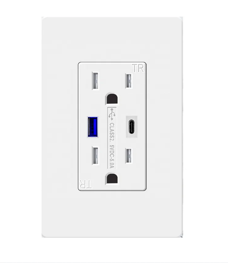 Shanghai Linsky UL 5.0A type A+C USB outlet Socket Wall Plug Receptacle electric outlet power socket