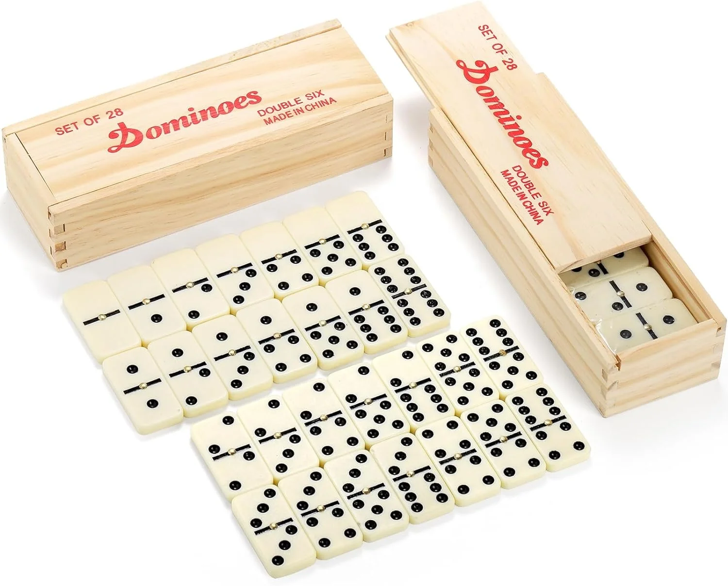 Wholesale Professionnel White Domino 28 Piece Set Board Game Toy Double Six Blank Sublimation Dominoes Set With Wooden Box