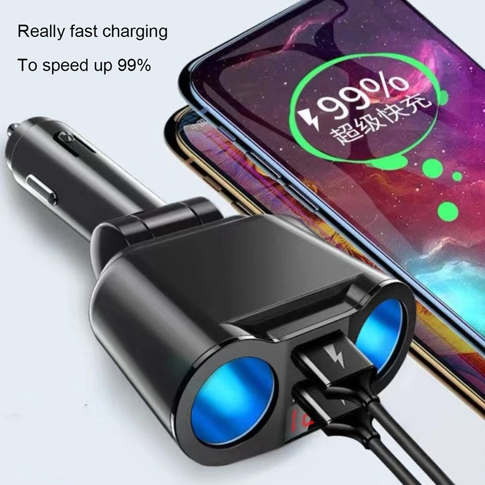 1 Sample OK New Arrival Rotatable Plug Cigarette Lighter Car Charger Dual Usb Ports Car Charger With Led Display Charging