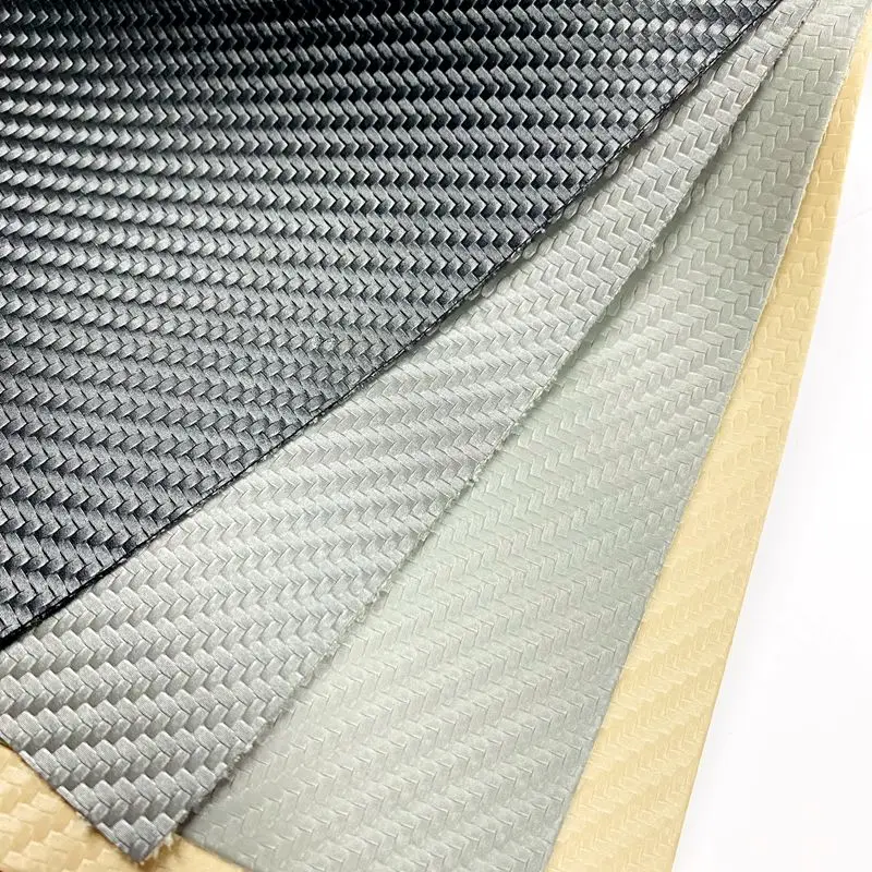 Ready to ship carbon fiber PVC synthetic leather in knitted backing to car steering wheel ,car seat cover use