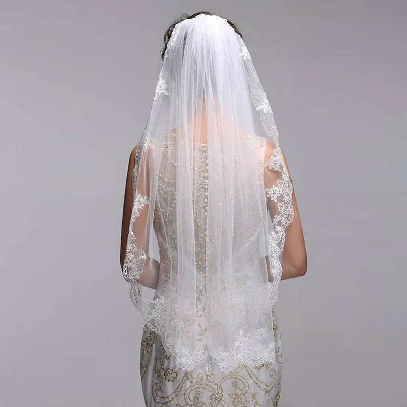 
Short Wholesale Wedding Bridal Lace Veil with Hair Comb 1.5M 