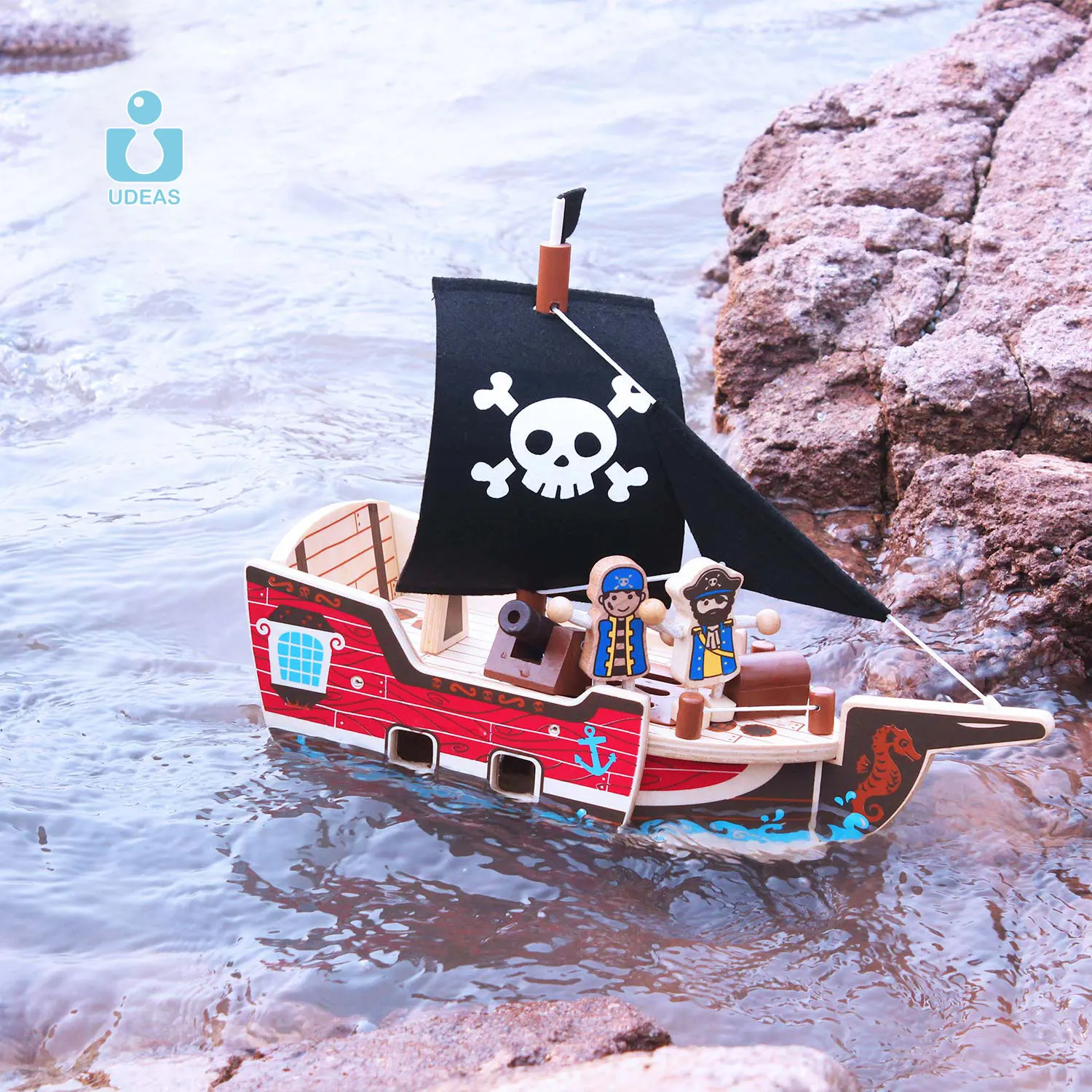 Wooden  Educational DIY Toys Assembly Pirate Ship ToyvBoat Building Blocks Construction Kid Wood Toys
