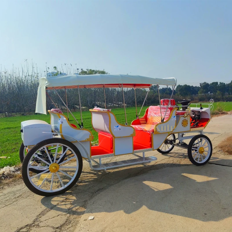 Four wheel horse wagon for park ride Royal Princess horseless carriage for royalty Cinderella electric buggy for couples