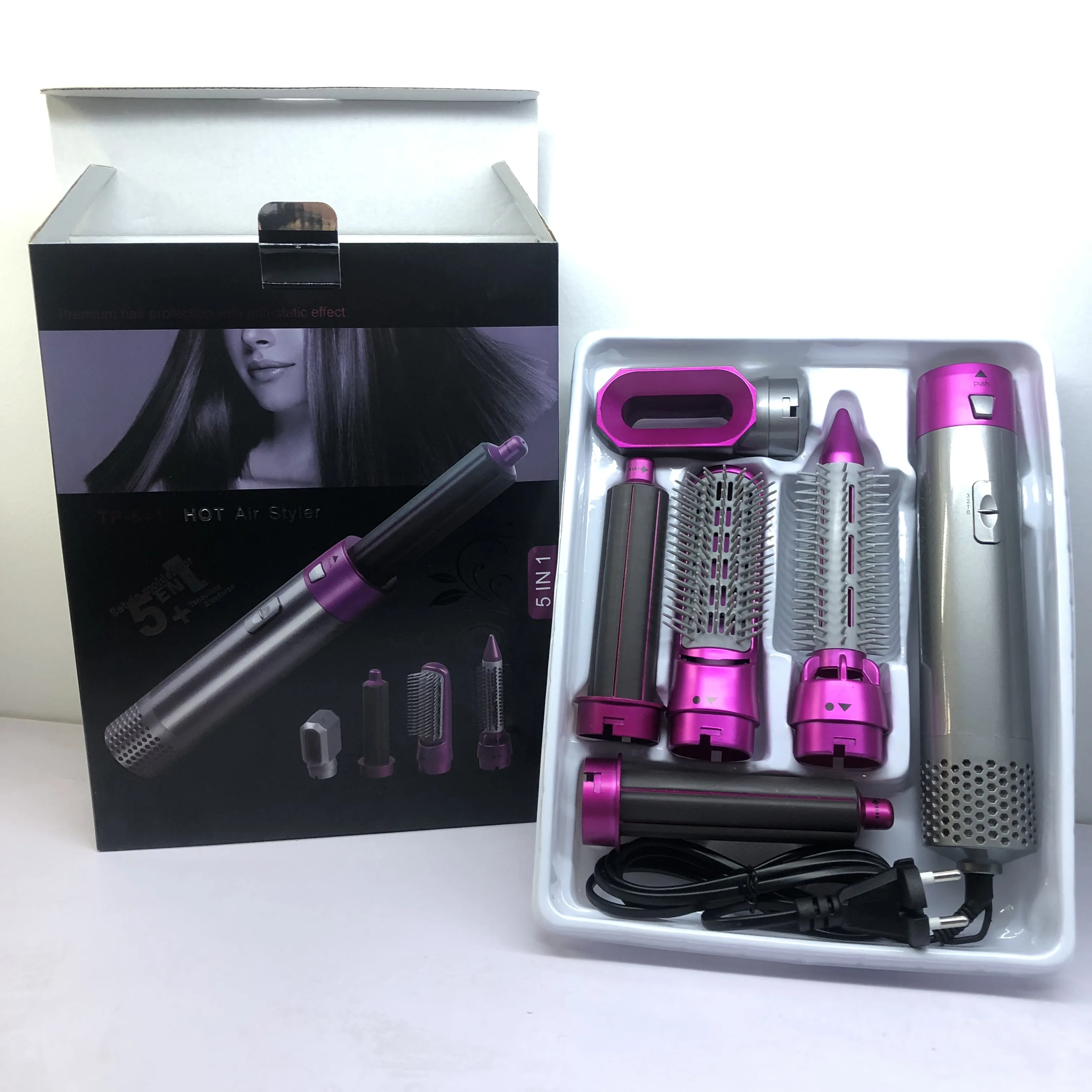 
5 in 1 set multifunction electric rotation hot air hair brush brush motor hot air comb hair dryer brush 