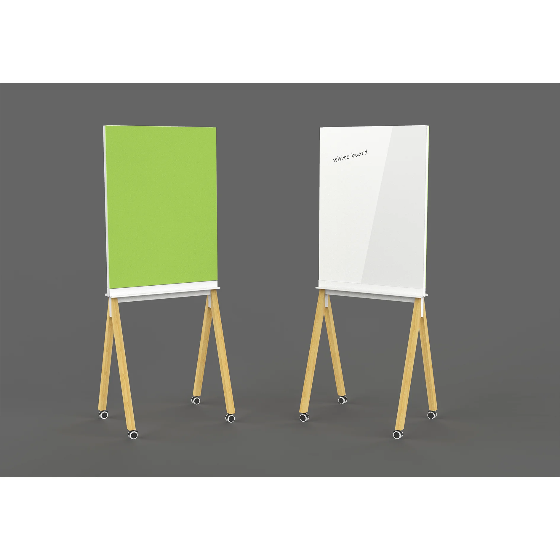 
Double Side Wood Support Movable Bulletin Board and White Board 106*76cm 