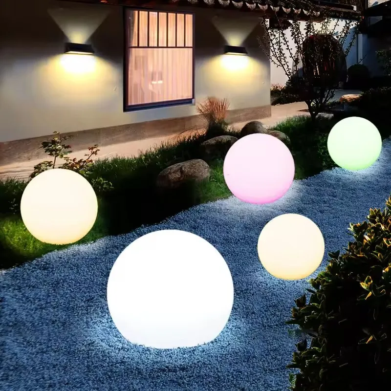 outdoor inflatable solar floating large globe deck garden lights ball waterproof round swimming pool lights