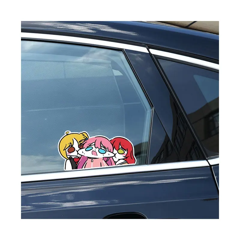 Creative Q Version Cartoon Anime Lonely Rock Group Character Eating Whale Expression Reflective Car Sticker Mobile Plastic