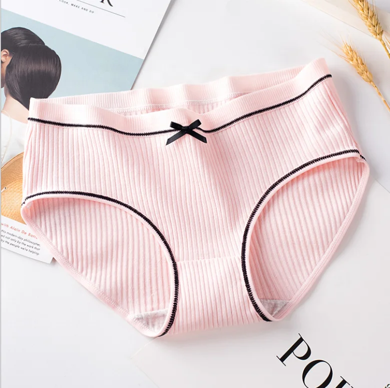 Hotsale Pure Cotton  Panties Lady Thread Princess Bow Sexy Medium Waist Panties Ladies Large Size Briefs