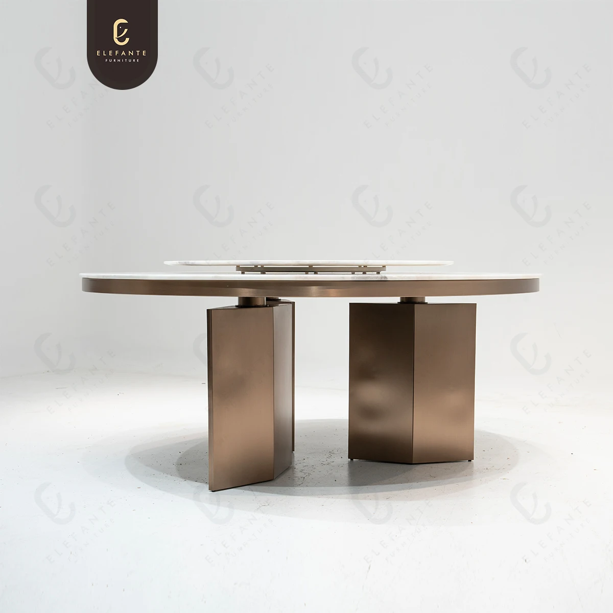 Italian Modern Minimalist Marble Top Stainless Steel Table Legs Luxury Round Rotating Dining Table Dining Table For Kitchen