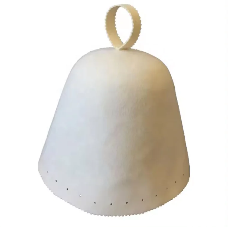 Custom wholesale high quality White seamless 100% merino wool felt cap for Russian Banya Sauna