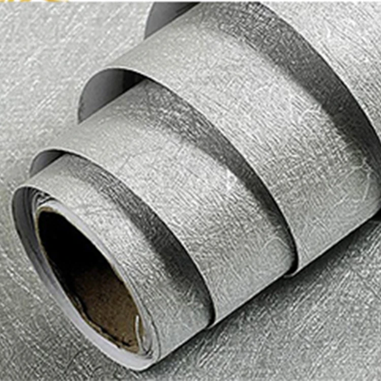 Mobile Home Decor Grey Silk Embossed Peel and Stick Wallpaper Roll