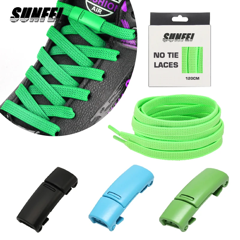 sunfei No Tie Lazy Shoelace Tieless Shoelace Release Clasp Lock Sneakers Flat Elastic shoelaces Magnetic Buckle Lock  Shoe Laces