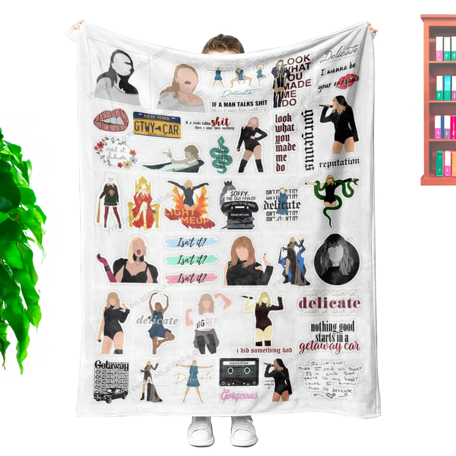 Bulk wholesale custom free labels cartoon taylor Reputation ERAS Tour 50x60 Cozy Plush Flannel soft throw blanket