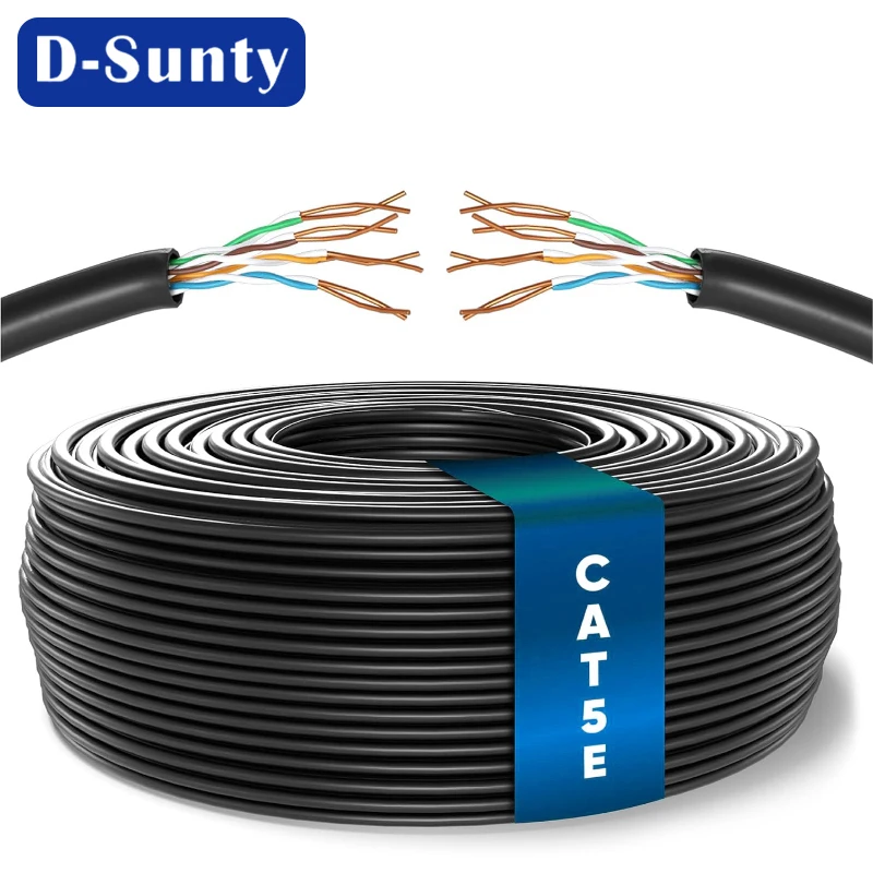 Cat5e Outdoor 24awg LAN Network Cable Cat6 BC 4 Pairs UTP FTP SFTP Ethernet Cables Cat5 305M 1000FT Black Communication Cable