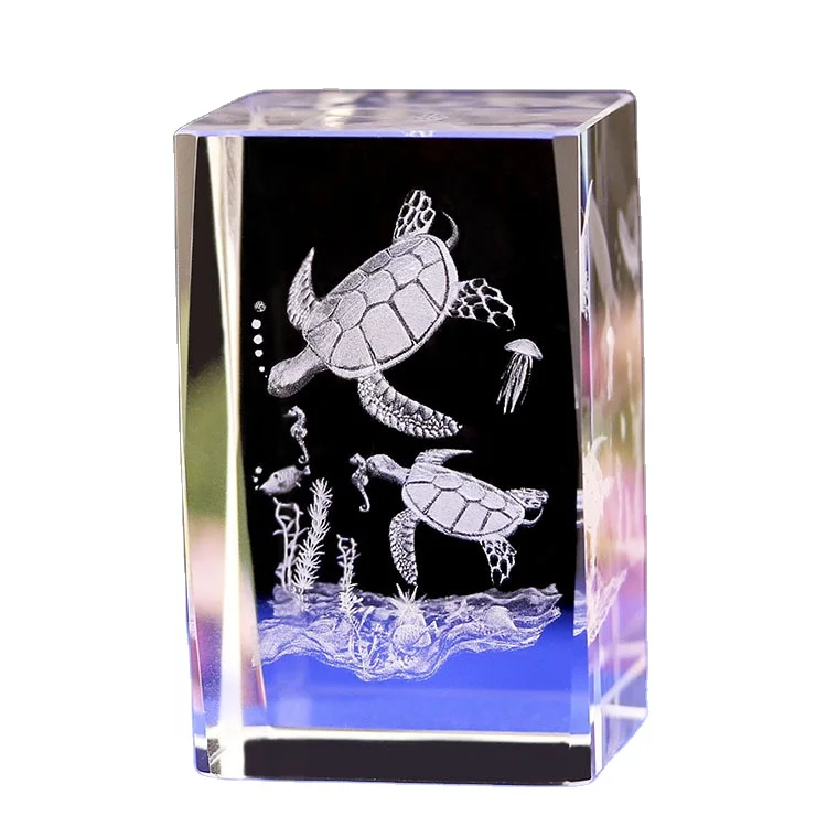 Wholesale High Quality Beautiful ocean series Crystals gift New Design Sea Turtle jellyfish K9 Crystal 3D dimensional carved