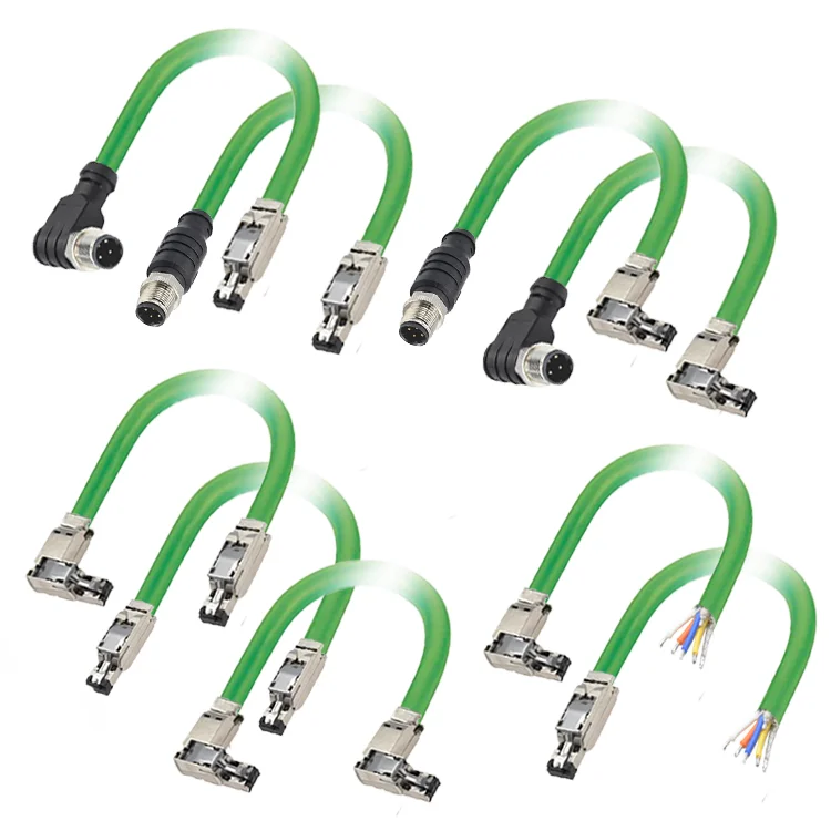 Electronic Connector Plug Connector IP67 D code 4 pin Right Angle Male to Metal RJ45 1m M12 Wire Connector