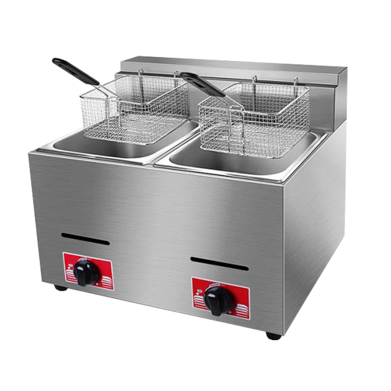 
FY-72 LGP gas deep fryer 2 tanks industrial chips fryer 
