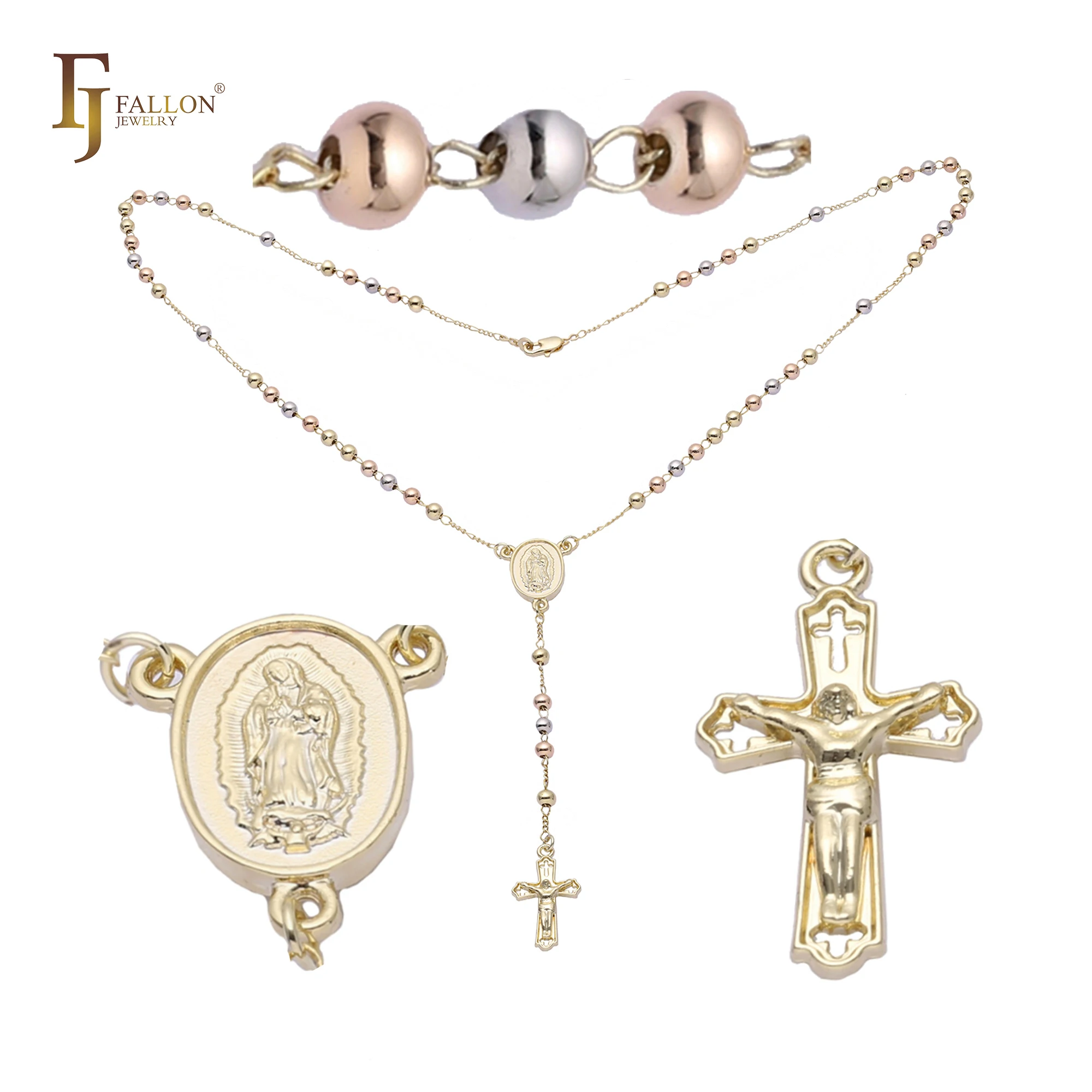 Z54190324 FJ Fallon модные ювелирные изделия итальянские девственные католические четки из Гуадалупе с покрытием золота 14 карат два тона