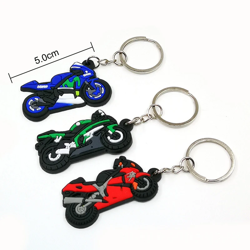 Customized Soft Rubber 3D 2D Motorcycle Pvc Keychain Promotion Personalized Cartoon Cute Pvc Keychain
