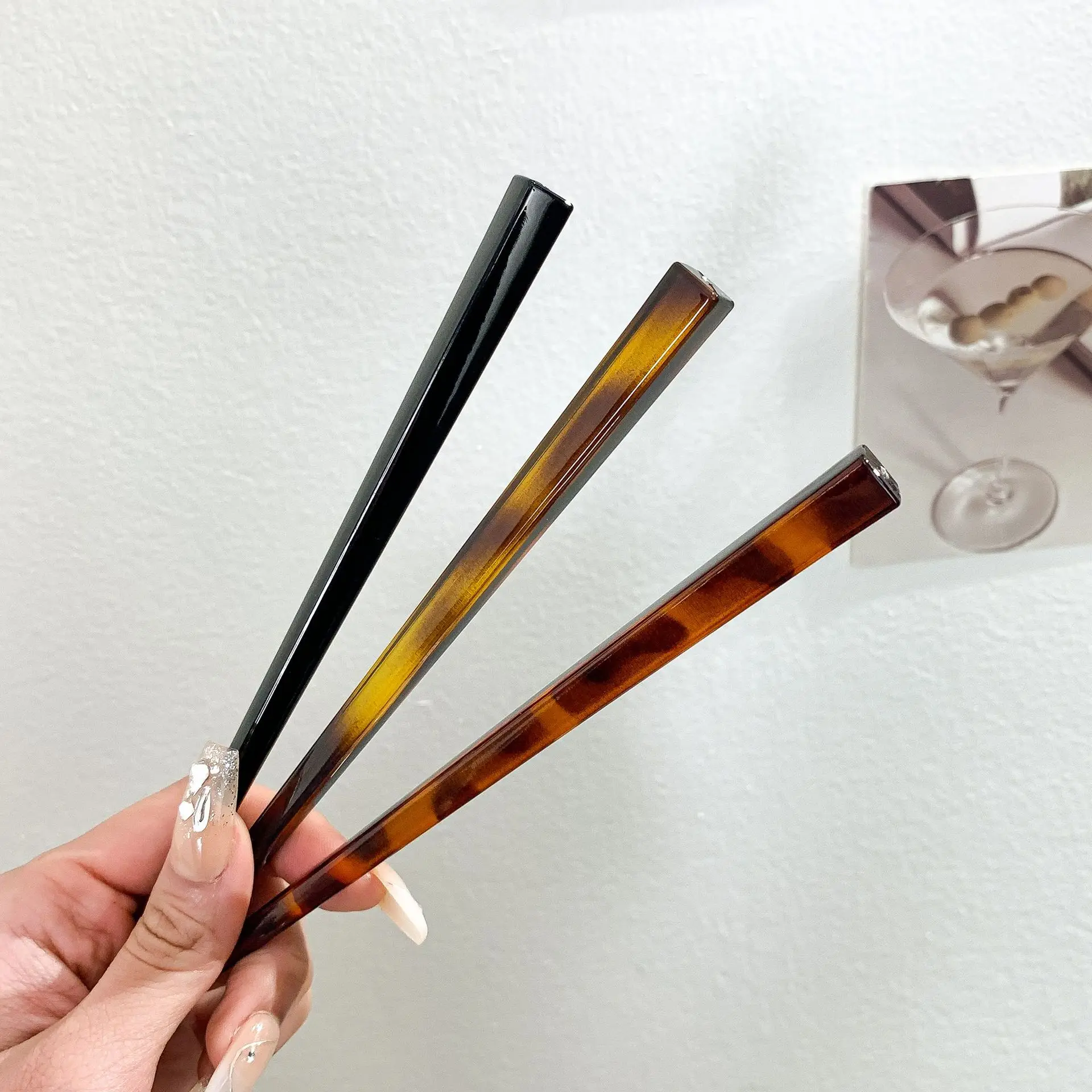 Fashionable Simple  Cellulose acetate Acrylic Hairpin Disc Bun Hair Fork Hair Pin Stick Accessories For Women