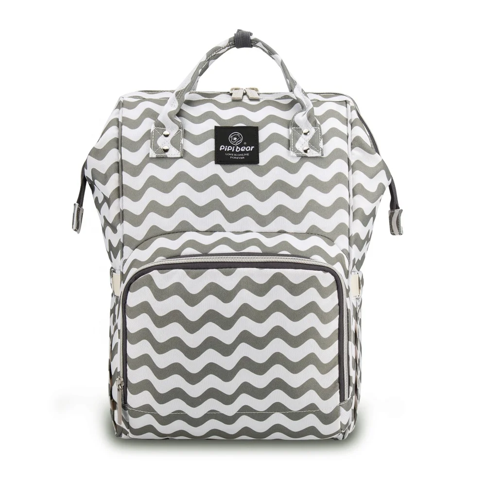 Portable Diaper Travel Pad Waterproof Baby Changing Mat For Baby Square Oxford Fabric Grey Wave Baby Diaper Change Mat Bag