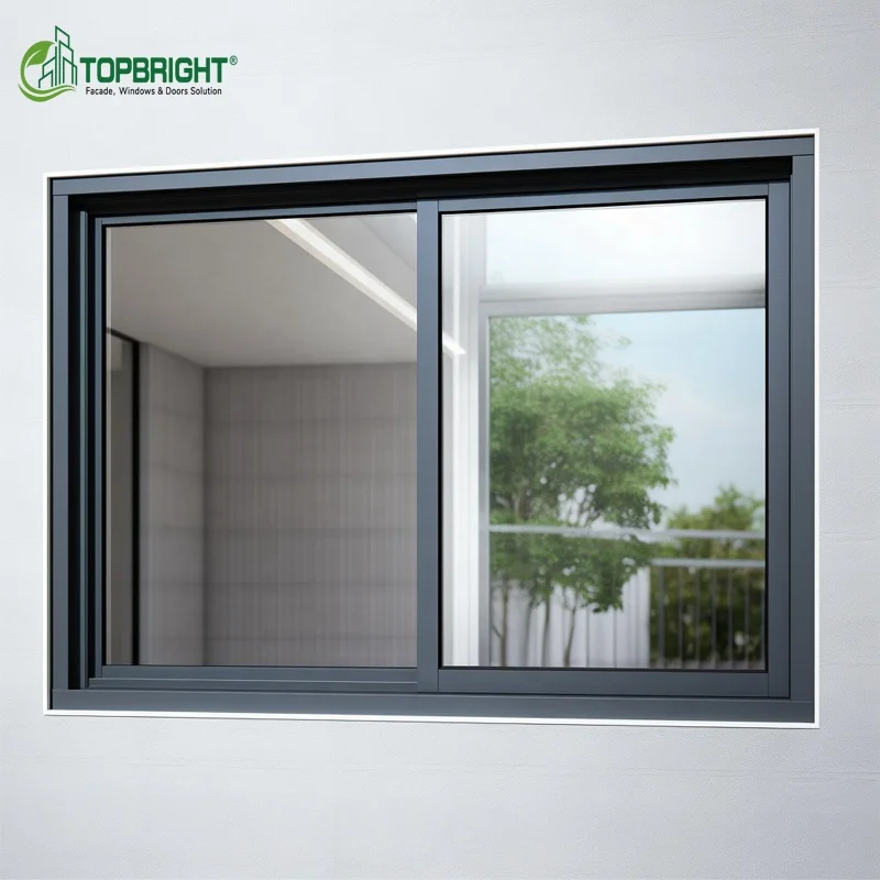 Topbright thermal insulation sliding window mosquito net triple tempered aluminium sliding glass window