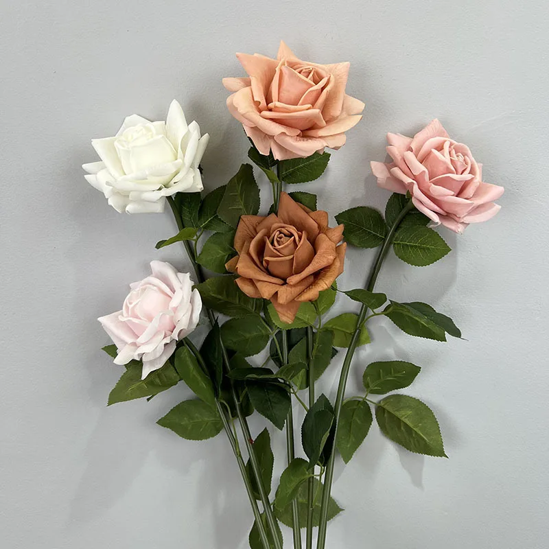 Wholesale High Quality Wedding Decoration Real Touch In Bulk Faux Silk Roses Latex Artificial Flower Bouquet For Decoration Home
